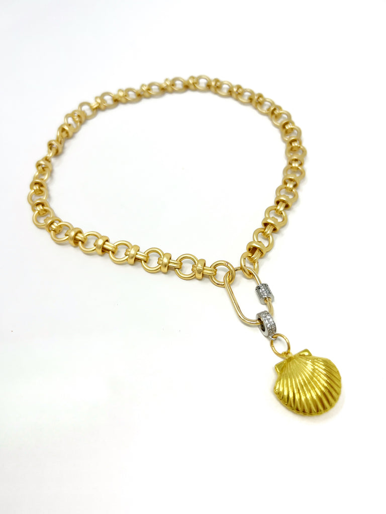 Puffy Gold Locket Shell Necklace