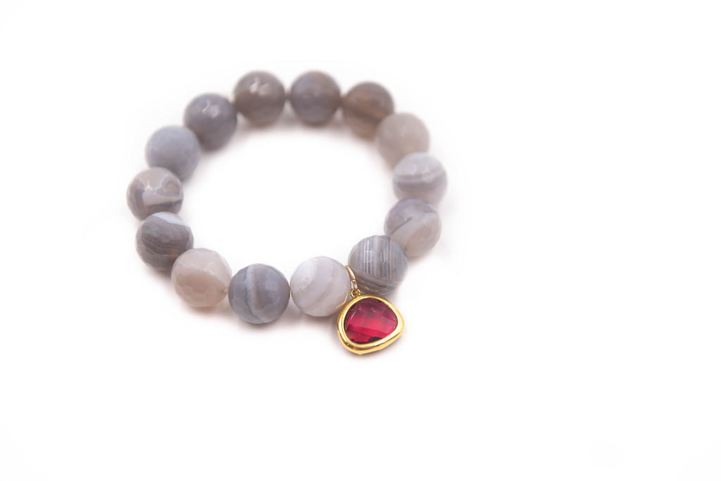 Grey Agate with Rich Red Crystal