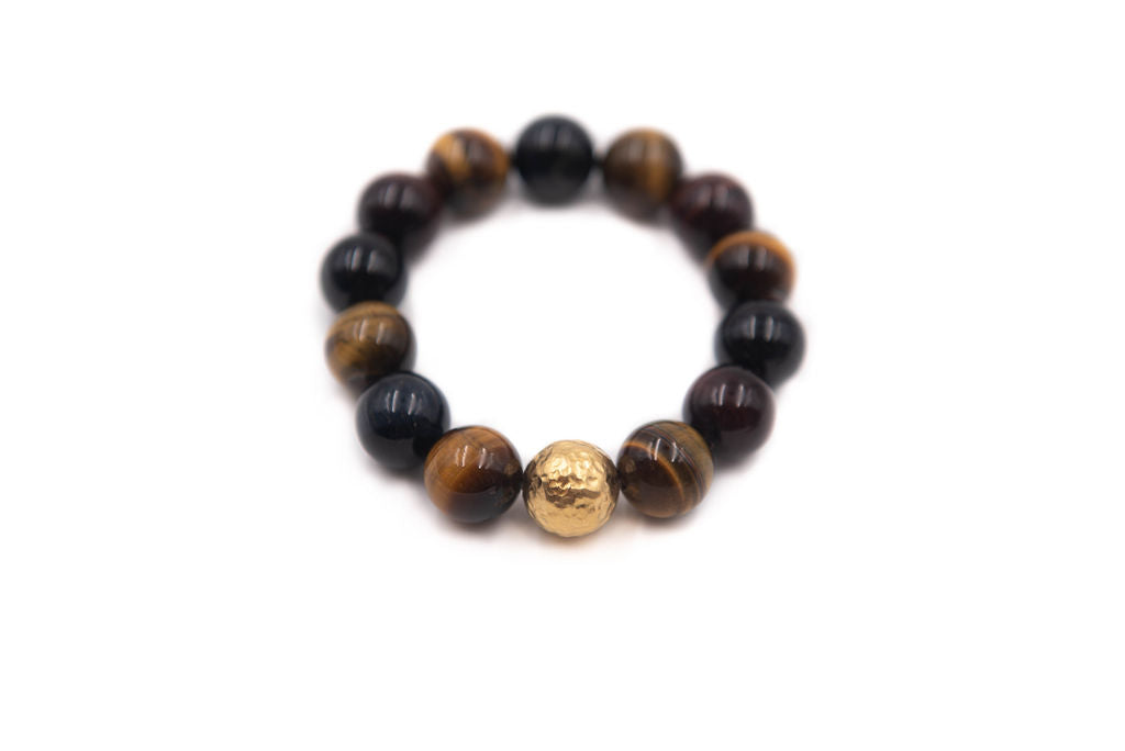 Chunky Tiger's Eye with Hammered Gold