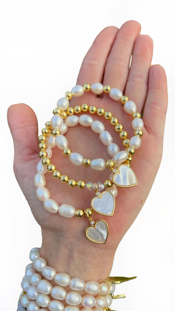 Mother of Pearl Heart Charm Gems
